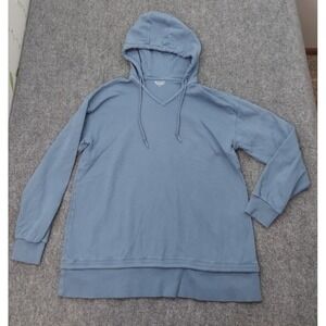 Athleta Sundown Alliance Hoodie Women Medium Blue Pullover V Neck Oversized Cozy